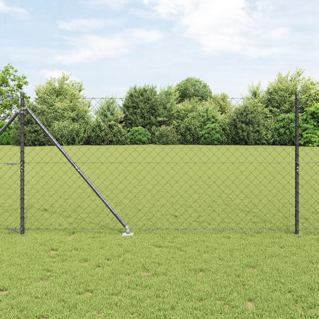 vidaXL Cerca de Cadeia com 7 Postes de Espeto 1,2x10 m Aço Galvanizado