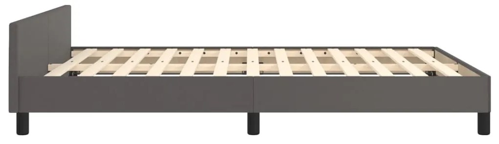 Estrutura cama c/ cabeceira 140x200cm couro artificial cinzento
