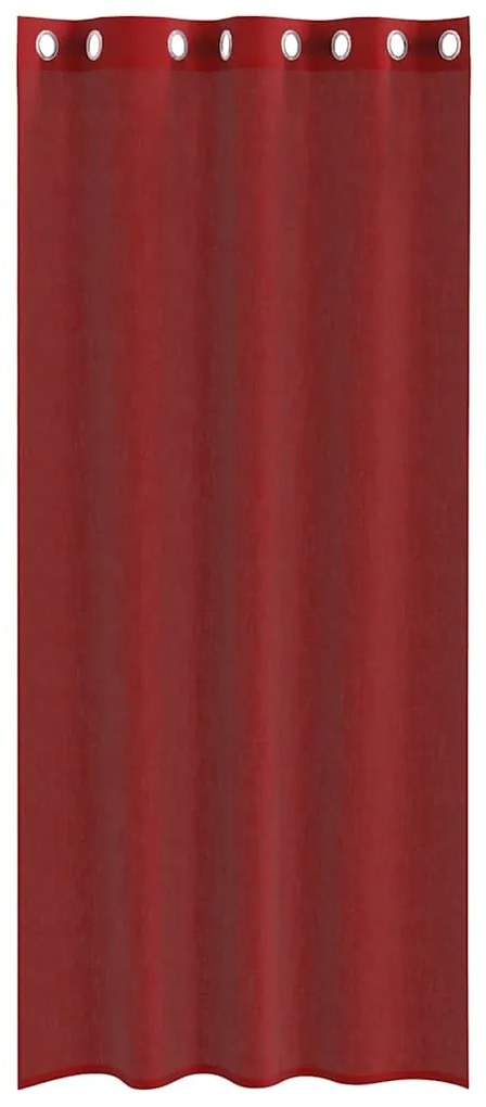 Cortinas de voile com ilhós 2 pcs vermelho tinto