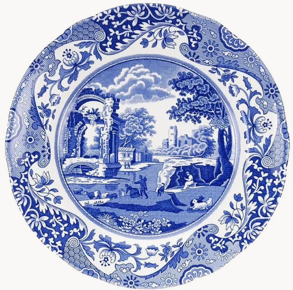 Pratos de pequeno-almoço em porcelana Blue Italian, conjunto de 4