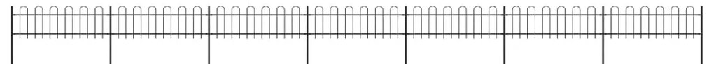 vidaXL Cerca jardim com topo em aros 11,9x0,6 m aço preto