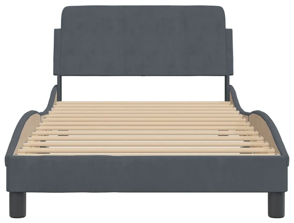 Estrutura de cama sem colchão 100x200 cm veludo cinzento-escuro