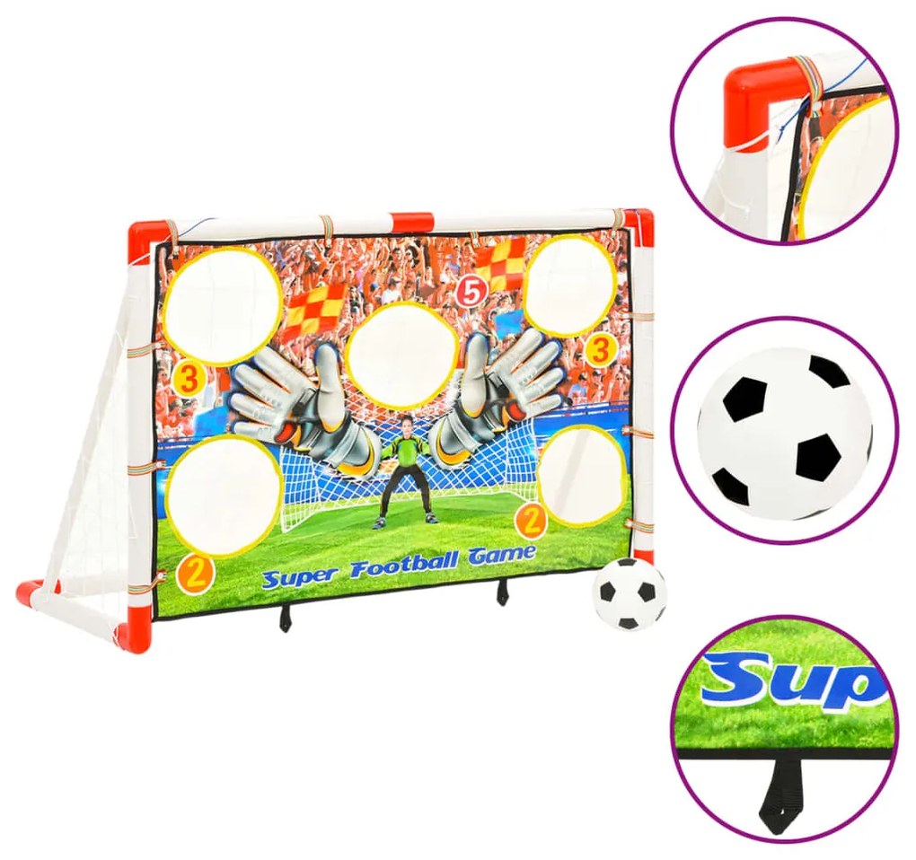 Baliza de futebol infantil com parede de golos 120x51x77,5 cm