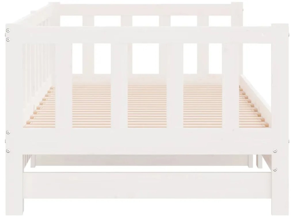 Sofá-cama com gavetão 90x190 cm madeira de pinho maciça branco