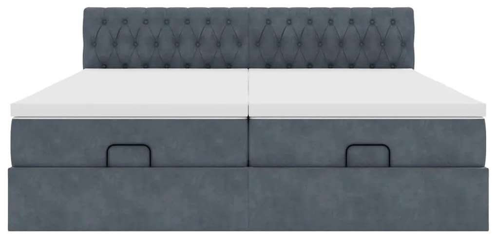 Estrutura cama otomana colchões 180x200 cm cinzento escuro