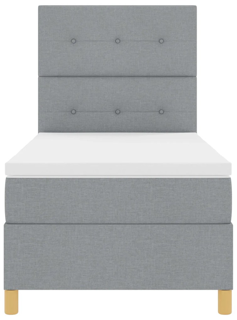 Cama Box Spring com Colchão Cinza Claro 80x200 cm Tecido