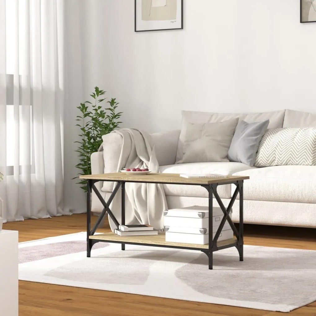 Mesa de centro 80x45x45 cm deriv. madeira/ferro carvalho sonoma