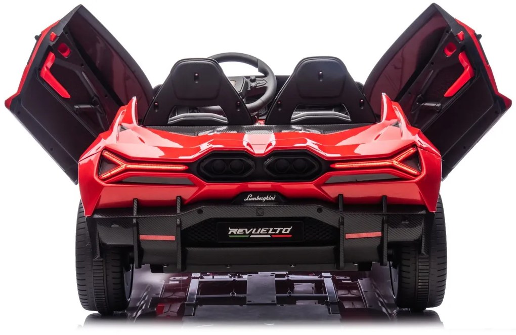 Carro elétrico para Crianças 2 Lugares Lamborghini Revuelto XL STRONG 24V, Rodas AR bombeado, Assento Couro ecológico Vermelho
