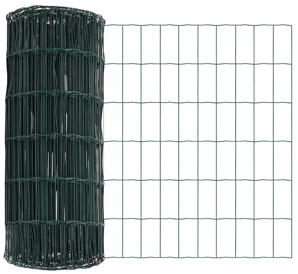 Cerca Euro com 13 Postes em Espeto 0,4 x 25 m Aço Galvanizado Verde