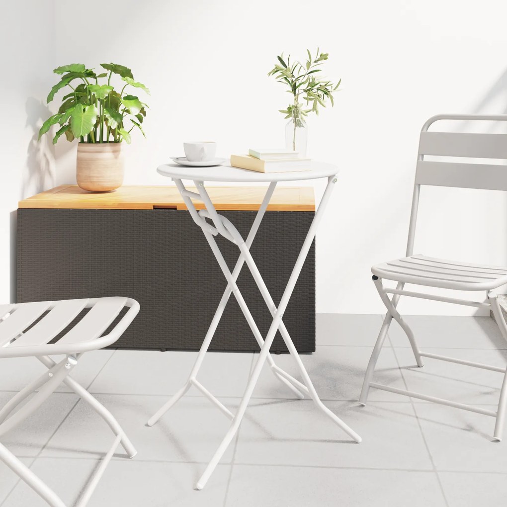 vidaXL Mesa de Jardim Dobrável Branca Ø50x72 cm Aço