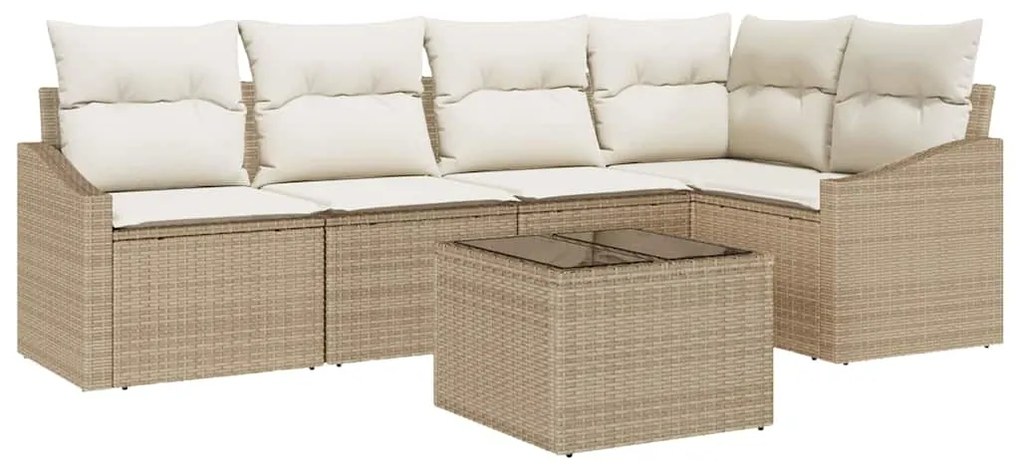 Conjunto de Sofá de Jardim de 6 Peças com Almofadas em Rattan Sintétic