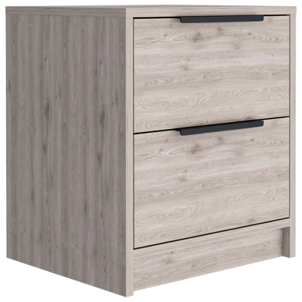 Mesa de cabeceira Kaia em melamina com duas gavetas com calhas metálicas 48 x 36,5 x 41 cm