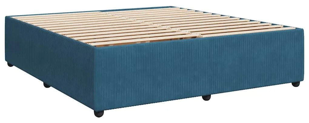 Cama com molas/colchão 200x200 cm veludo azul