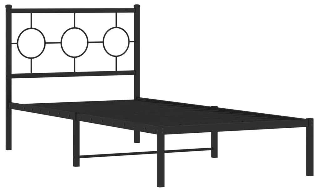 Estrutura de cama com cabeceira 90x190 cm metal preto