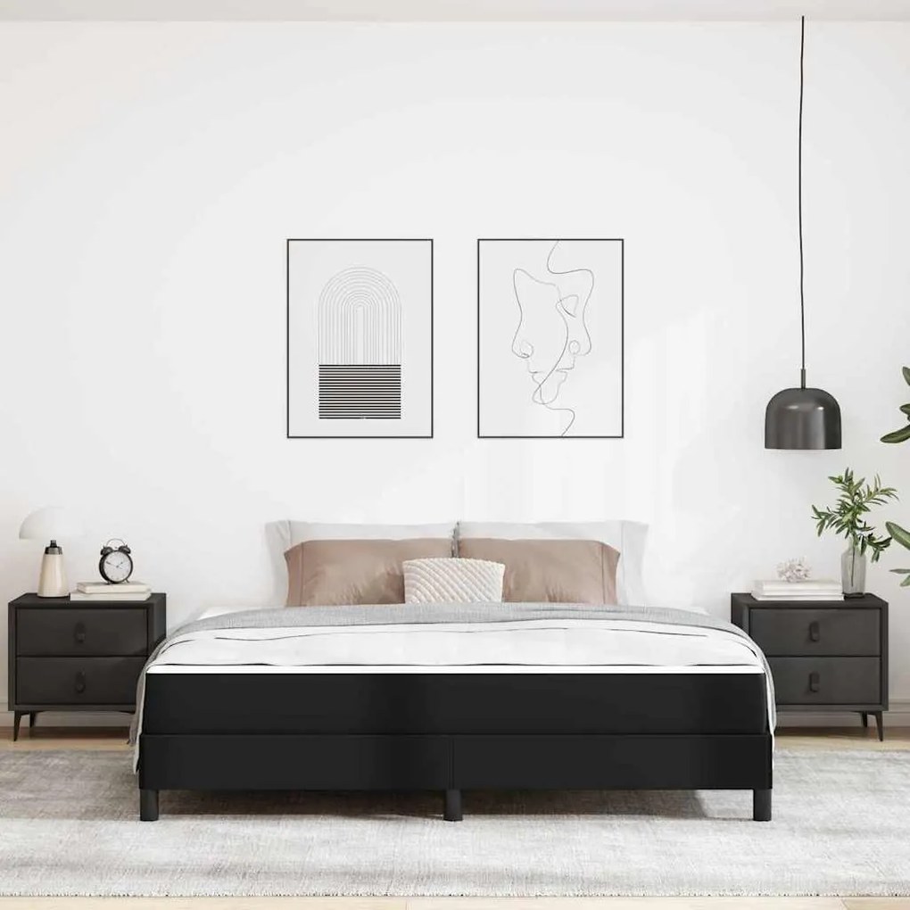 Cama Outros Preto 180 x 200 cm Couro sintético