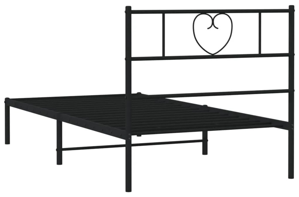 Estrutura de cama com cabeceira 90x190 cm metal preto