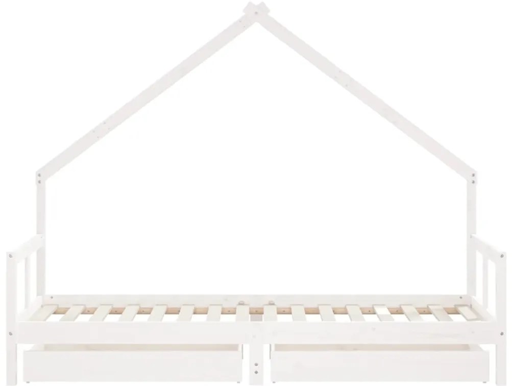 Estrutura cama infantil c/ gavetas 80x200cm pinho maciço branco