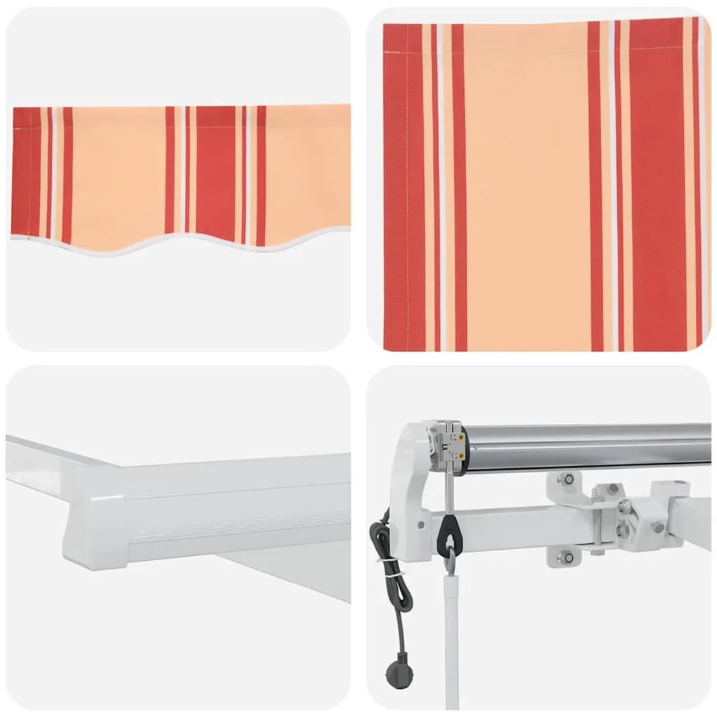 Toldo Retrátil Multicolorido e Amarelo e Laranja e Branco