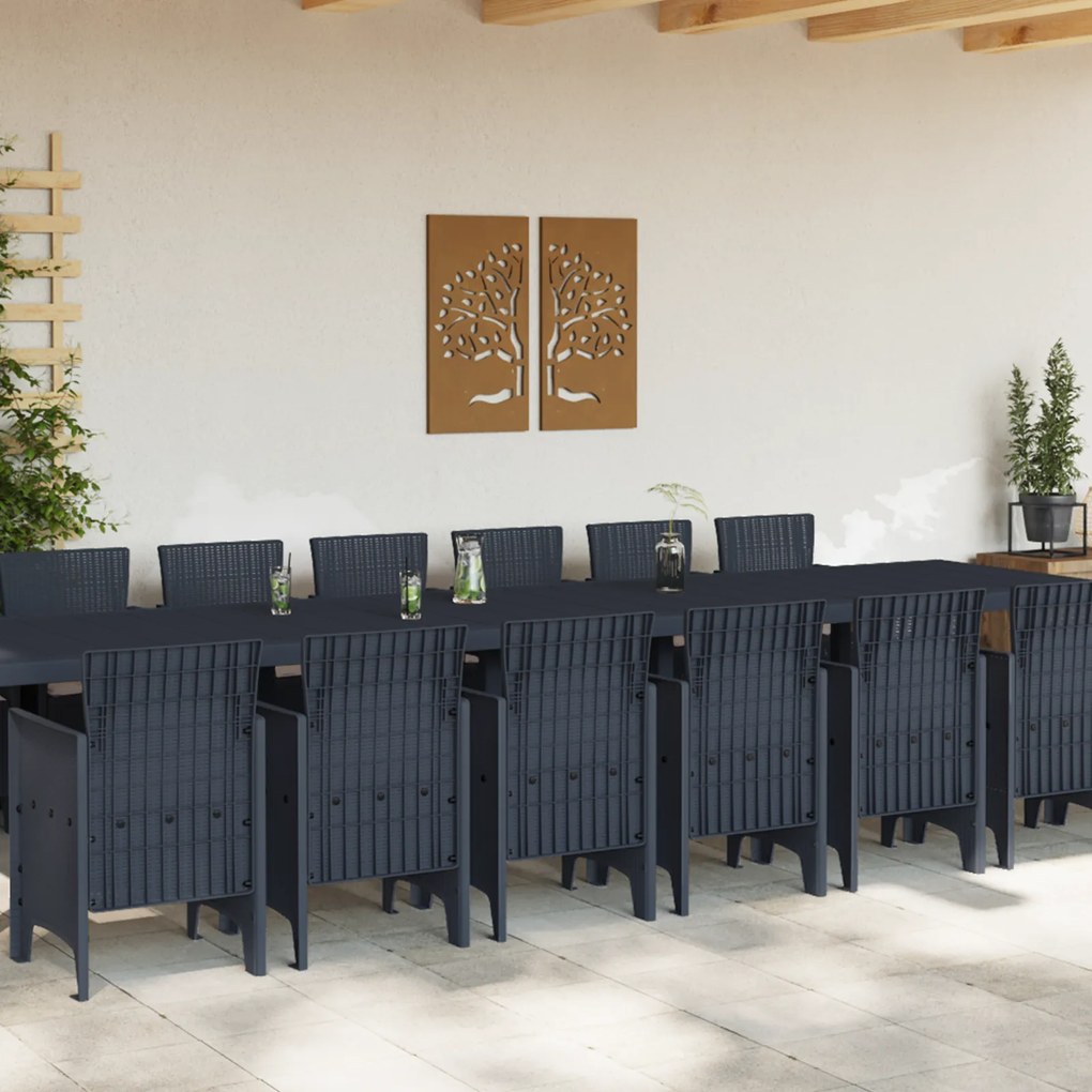 Conjunto de Jantar para Jardim vidaXL com 15 Peças e Almofadas Antraci