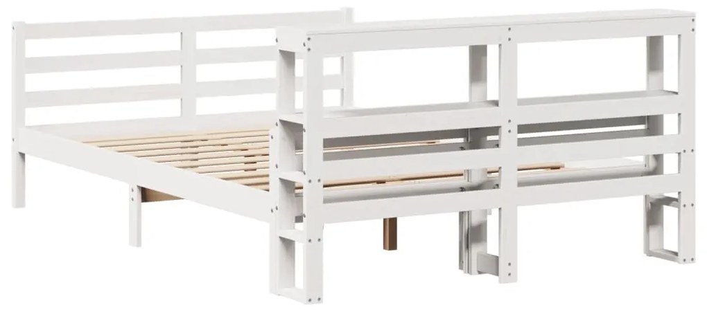 Estrutura de cama c/ cabeceira 150x200 cm pinho maciço branco