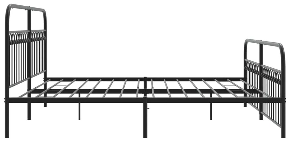 Estrutura de cama com cabeceira e pés 200x200 cm metal preto