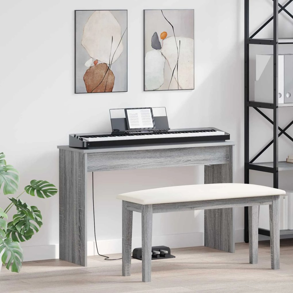 vidaXL Suporte de Teclado Cinza Sonoma 100 x 32 x 64 cm