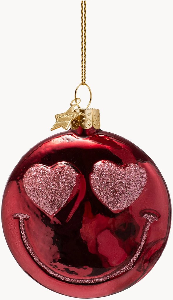 Ornamento de Natal artesanal Smiley Heart