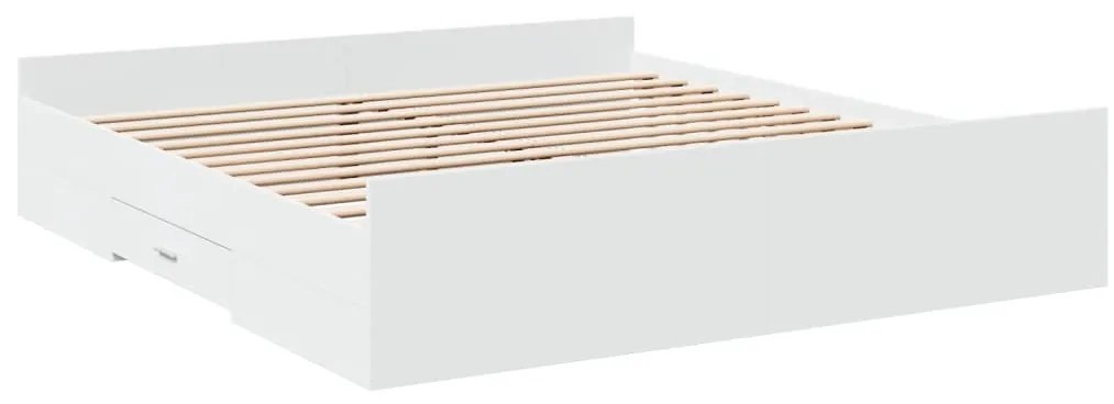 Estrutura de cama c/ gavetas 200x200cm derivados madeira branco