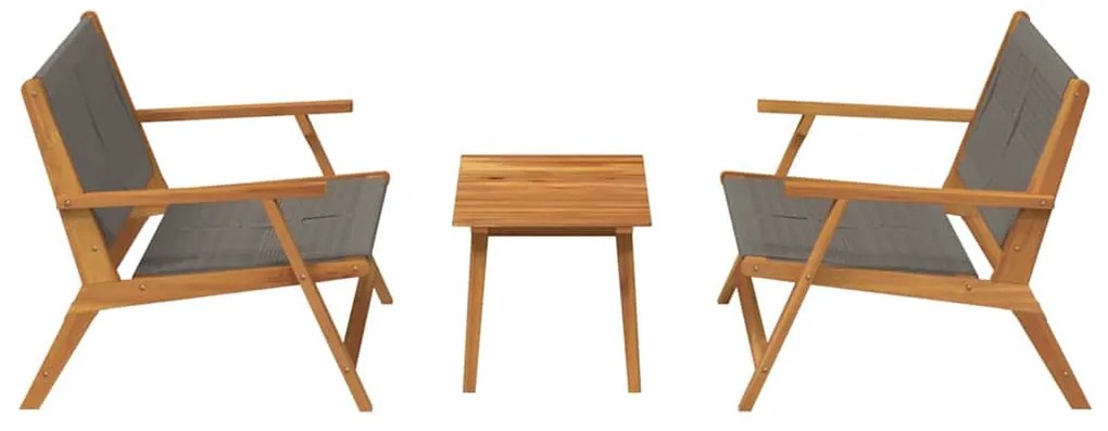 Cadeiras de Jardim com Mesa Conjunto 3 peças Cinza Madeira Sólida de A