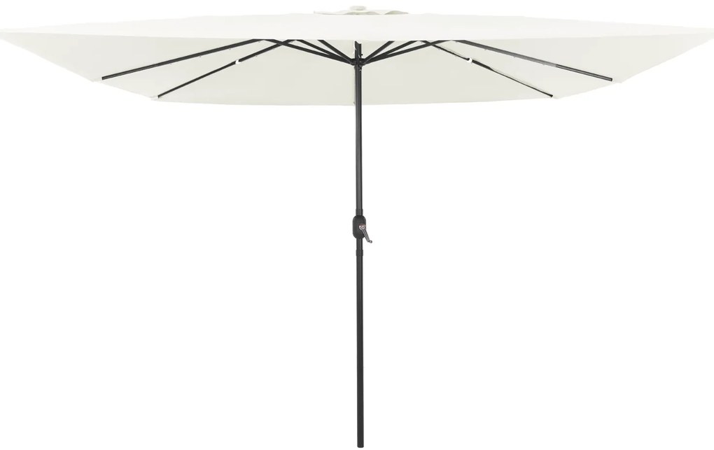 Parasol Quadrado para Jardim com Luzes LED 295x245 cm Branco Areia