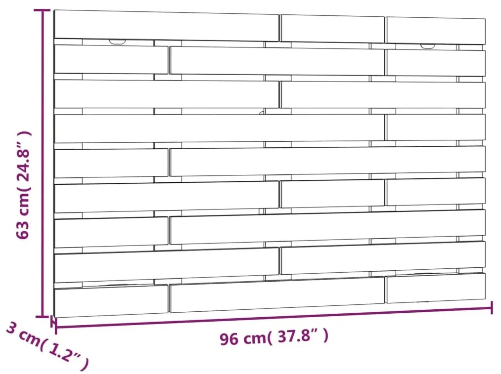 Cabeceira de parede 96x3x63 cm madeira de pinho maciça