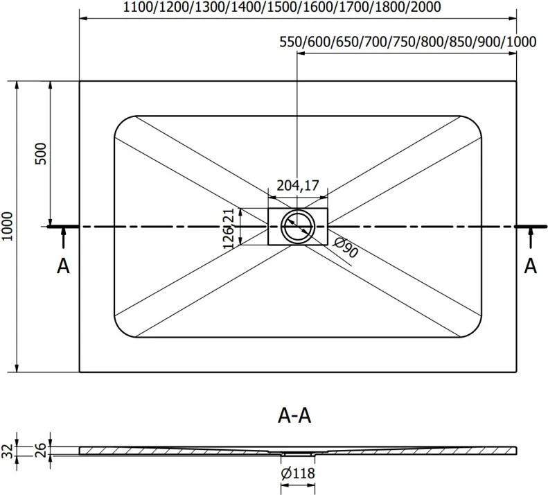 Mexen Hugo base de duche retangular SMC 140 x 100 cm, branco - 42101014