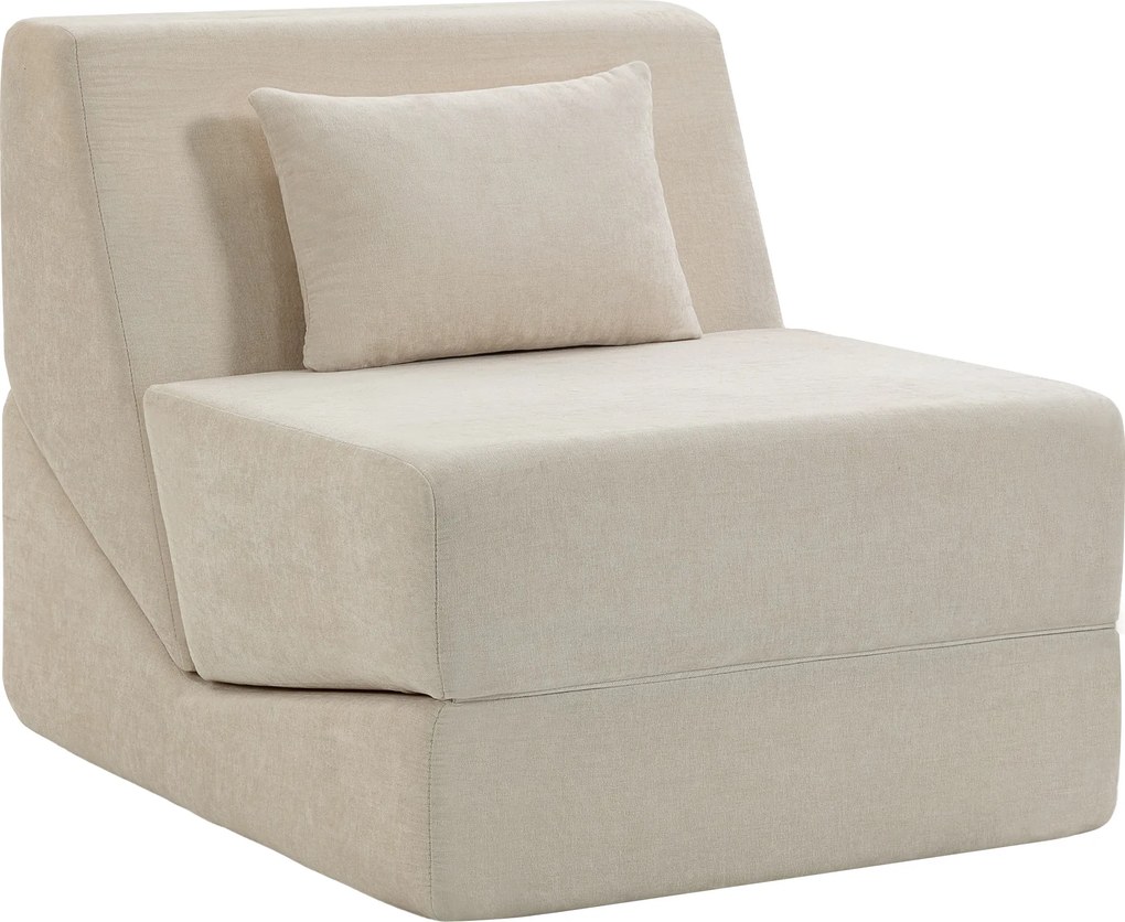 Poltrona-Cama de Chão, 90 x 76 x 74 cm, Convertível 3 em 1, Bege