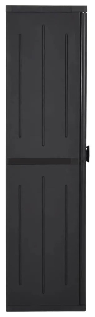 Armário de arrumação para jardim 65x45x172 cm vime PP preto