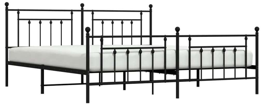 Estrutura de cama com cabeceira e pés 200x200 cm metal preto