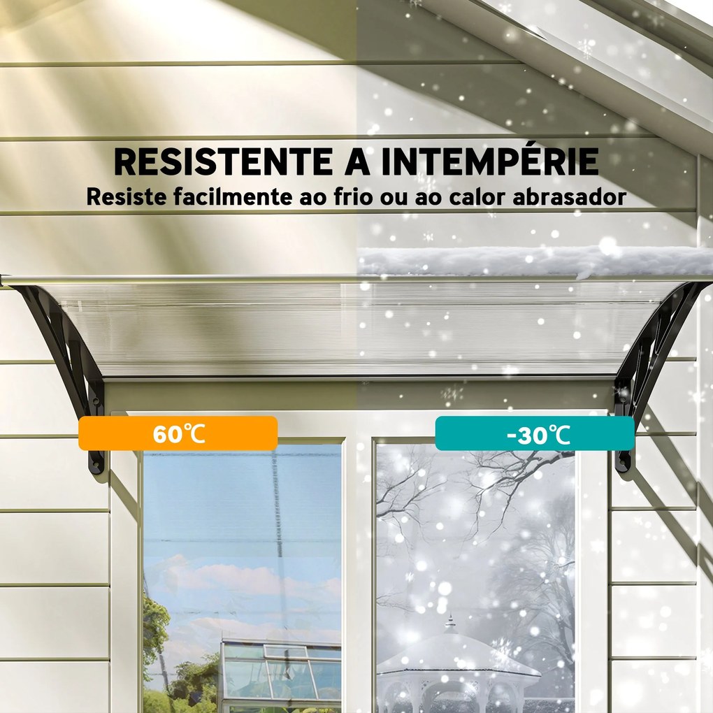 Marquise para Portas e Janelas 110x60 cm com Painéis de Policarbonato e Barras de Alumínio Transparente