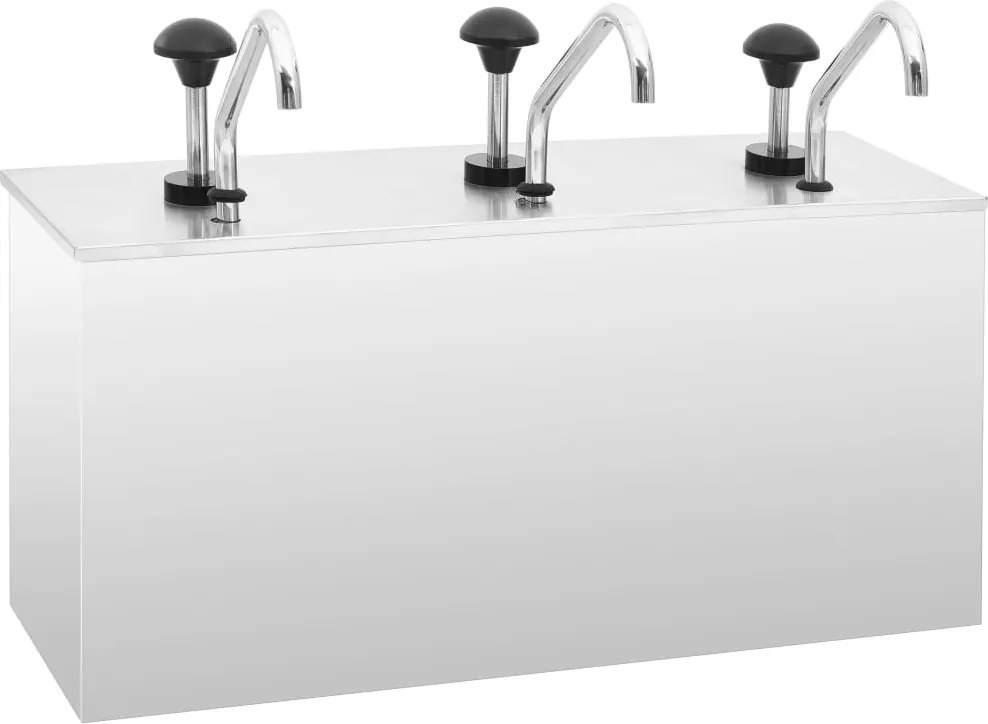 vidaXL Dispensador de molhos aço inoxidável 3 x 3,5 L