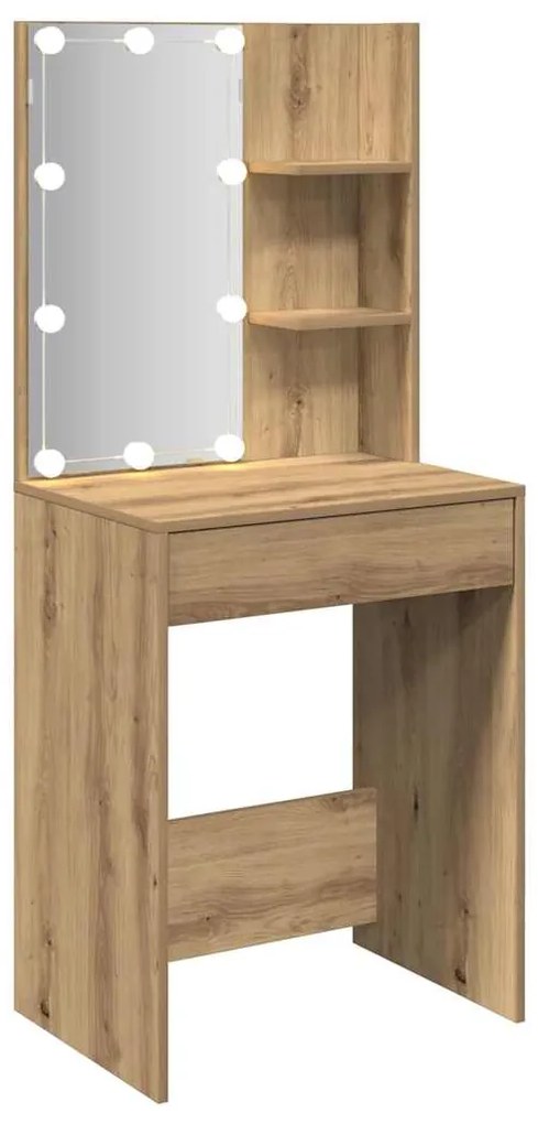 Toucador com luzes LED 60x40x140 cm cor carvalho artisiano