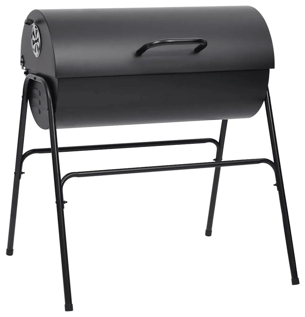 Grelhador barril c/ 2 grelhas de cozinhar 80x95x90 cm aço preto