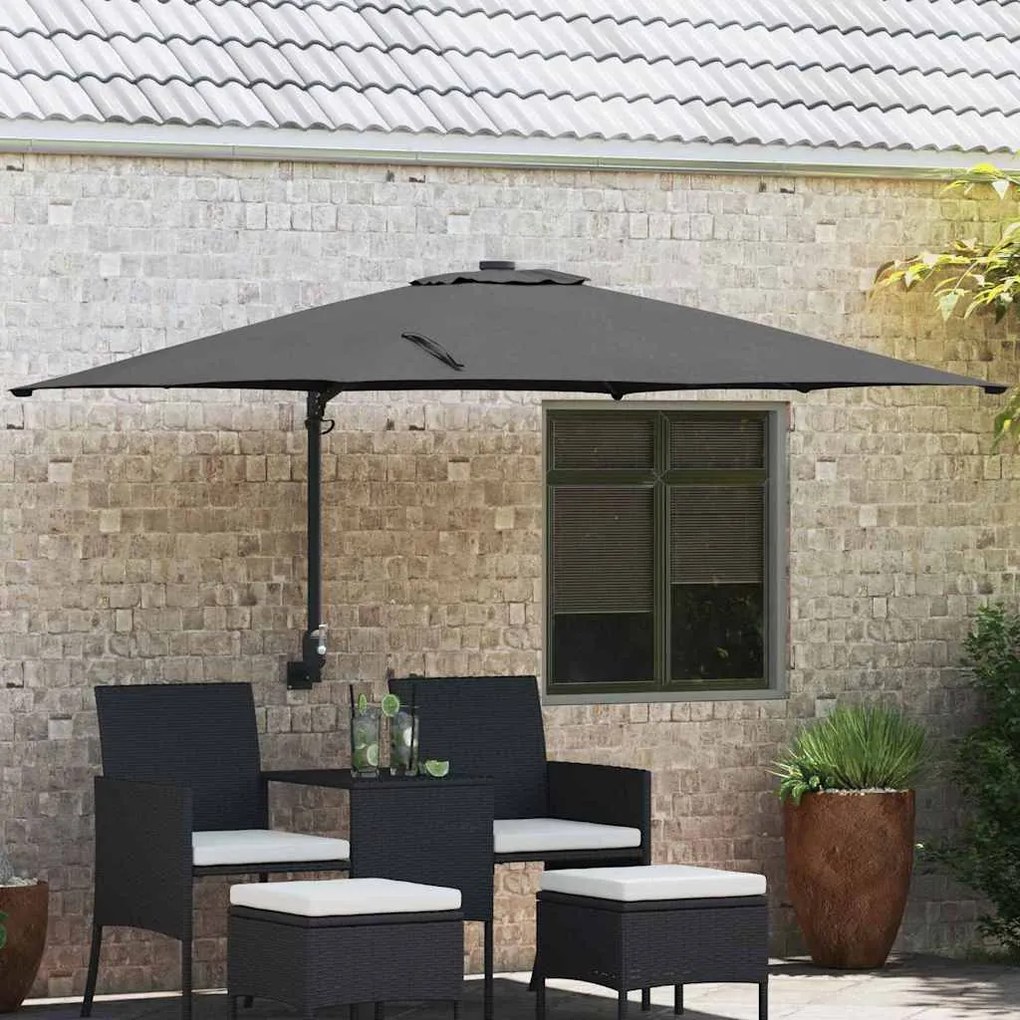 vidaXL Guarda-sol de Jardim Montado na Parede em Antracite - 247 cm