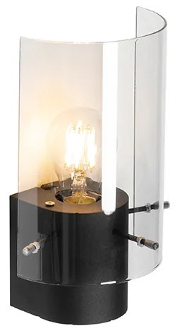 Candeeiro de parede vintage preto com vidro fumê - Vidra Moderno