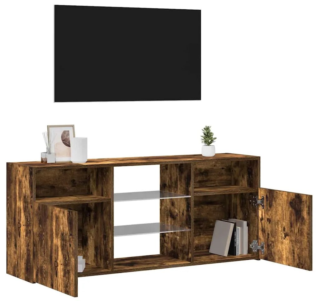 Móvel de TV com luzes LED 120x30x50 cm carvalho fumado