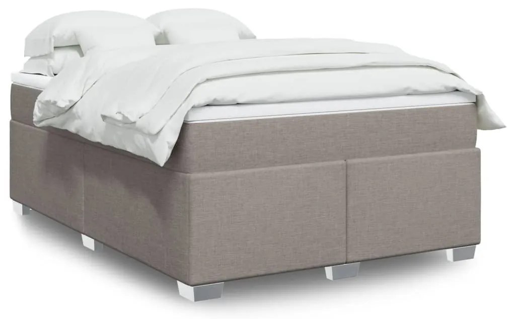 vidaXL Cama com molas/colchão 140x190 cm tecido castanho-acinzentado