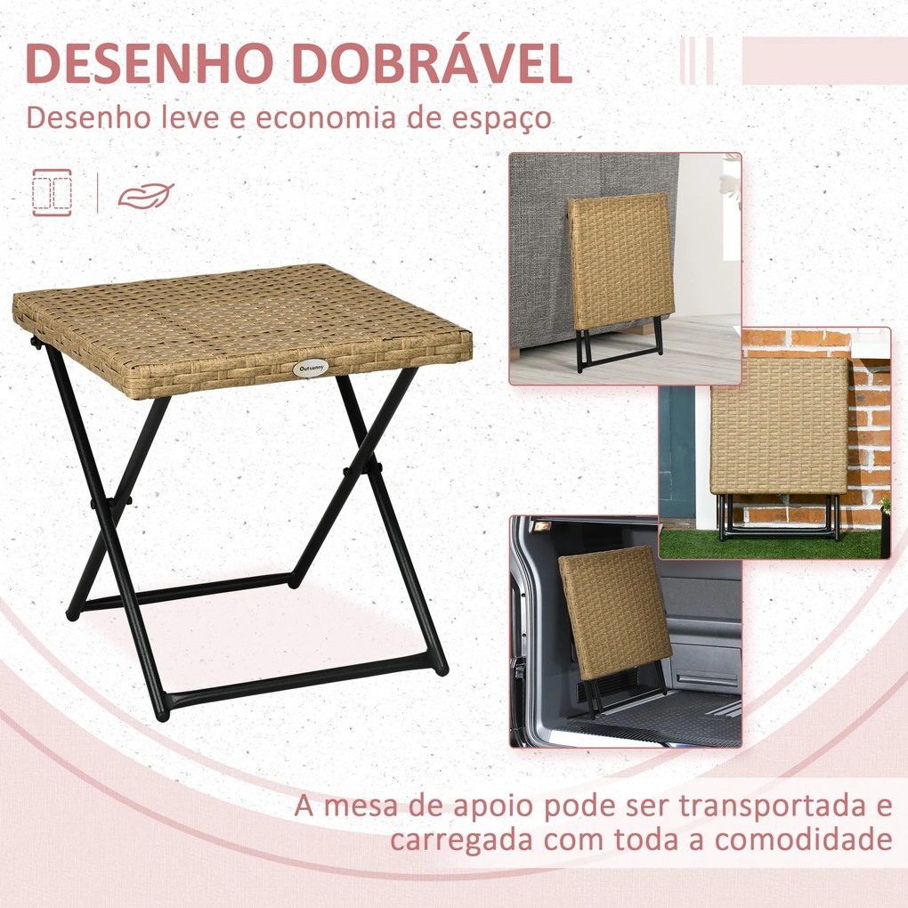 Mesa de Jardim em Vime Sintético Mesa de Terraço Exterior Dobrável com