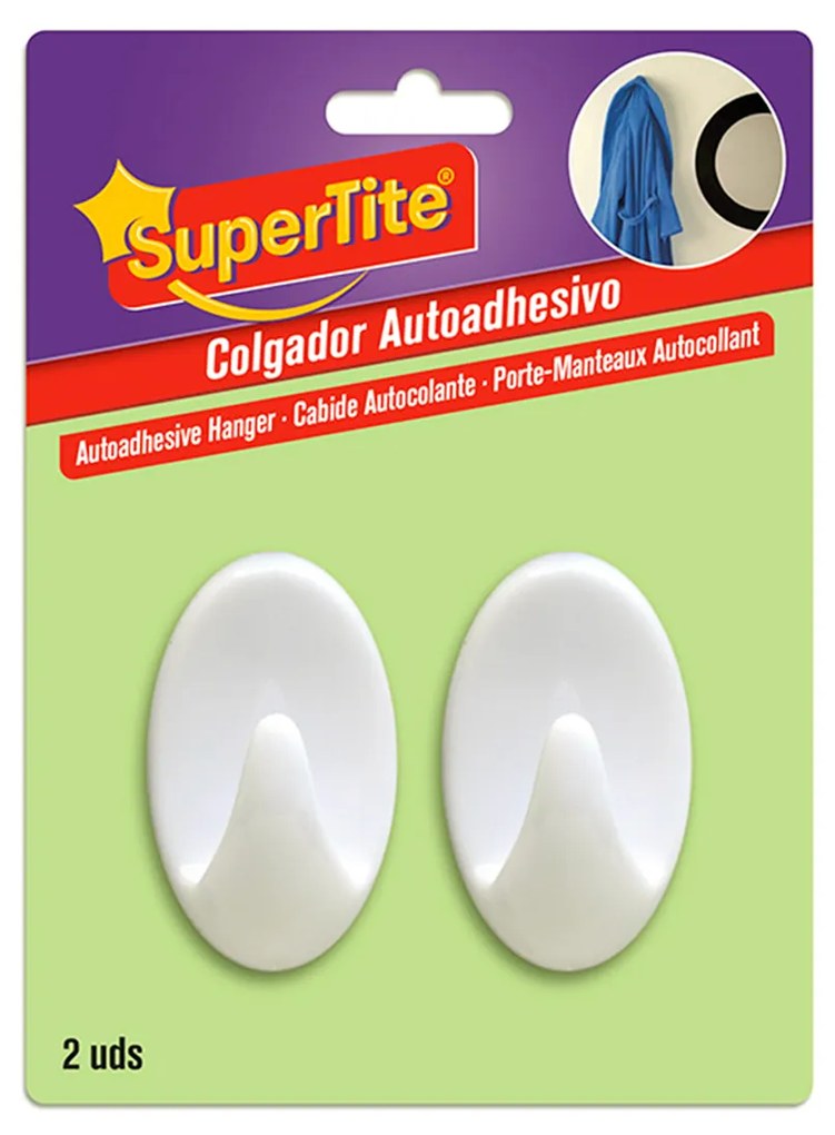 Cabide Adesivo Supertite Branco Pack 2