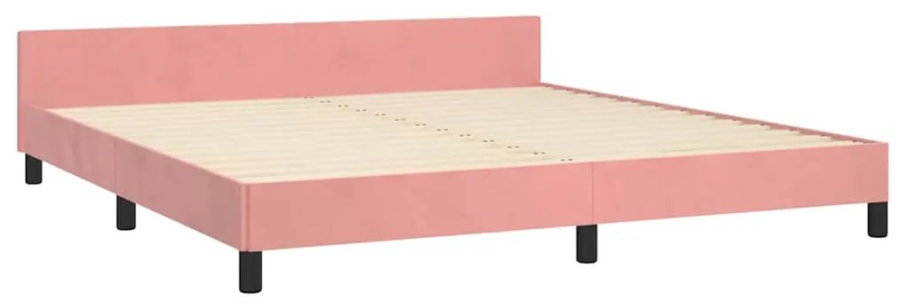 Estrutura cama c/ cabeceira sem colchão 160x200 cm veludo rosa