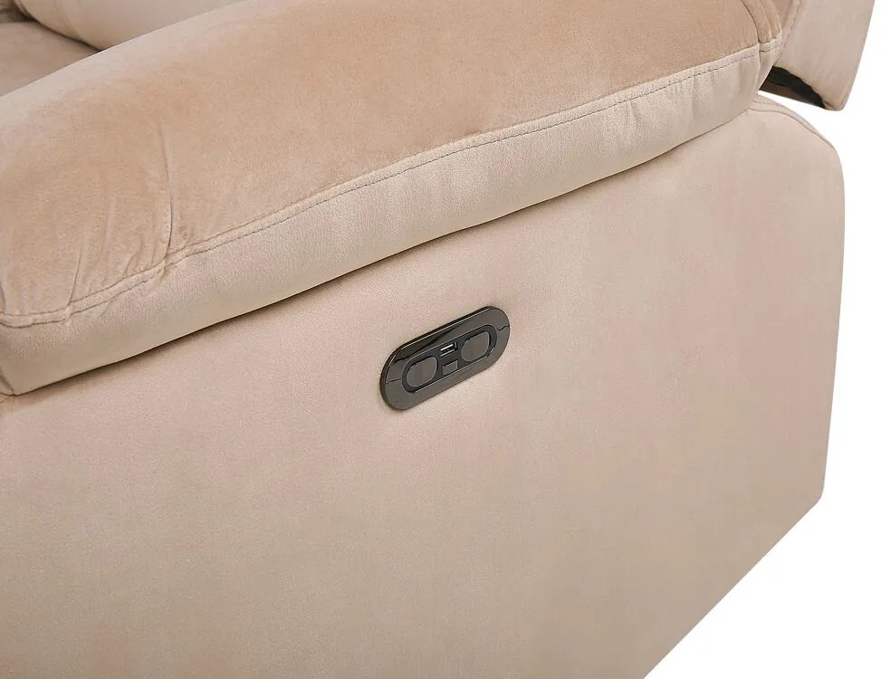 Sofá reclinável de 3 lugares veludo creme com LED e entrada USB BERGEN Beliani