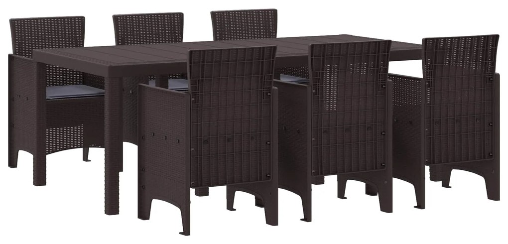 vidaXL Conjunto de Jantar para Jardim 7 pcs Castanho Polipropileno