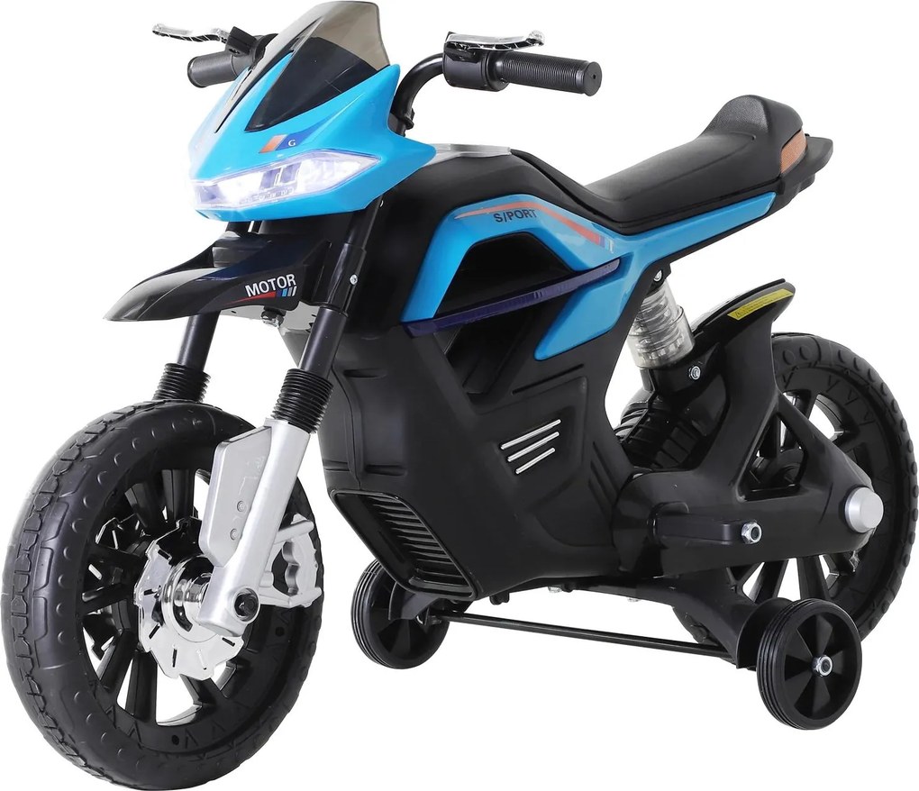 Mota Elétrica Infantil Motocicleta para Crianças acima de 3 a 5 anos Bateria 6V com Luzes e Música 105x52,3x62,3 cm Azul