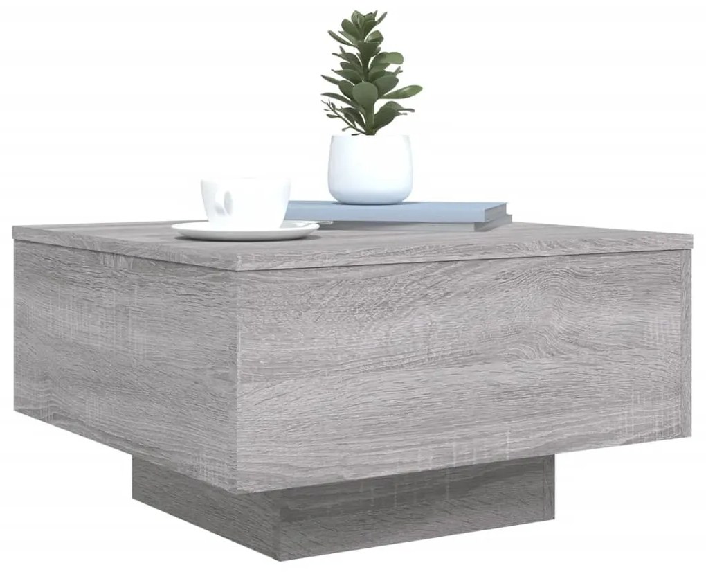 Mesa de centro com luzes LED 55x55x31 cm cinzento sonoma
